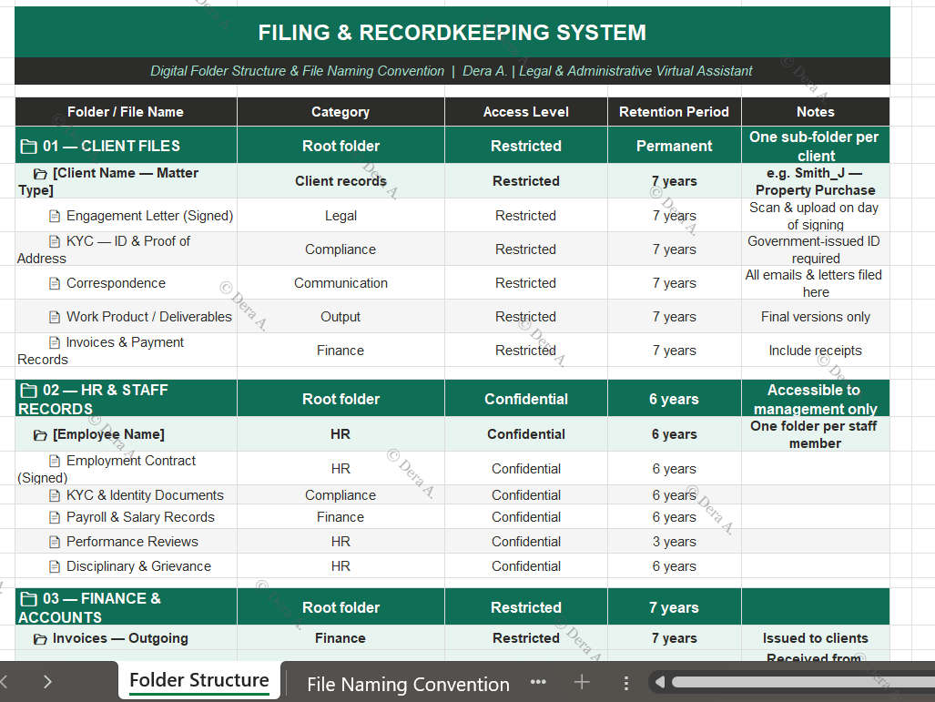 Filing & Recordkeeping System